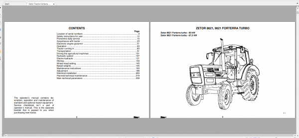 Zetor Tractor Forterra 86 41 86 21 96 41 96 21 106 41 116 41 Operators Manual 2