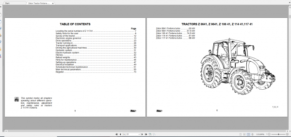 Zetor Tractor Forterra 86 41 96 41 106 41 114 41 117 41 Supplement Operators Manual 2