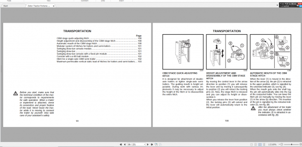 Zetor Tractor Forterra HSX 100 110 120 130 140 2015 Operators Manual