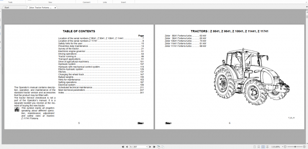 Zetor Tractor Forterra Turbo 86 41 96 41 106 41 114 41 117 41 Operators Manual 2
