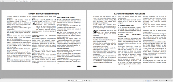 Zetor Tractor Major 3320 7340 Supplement 2004 Operators Manual