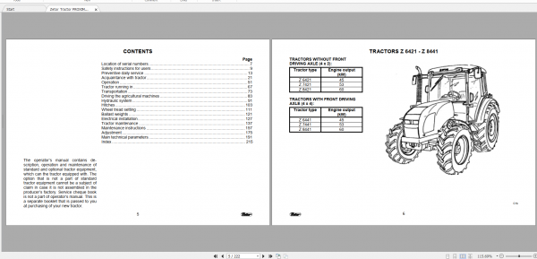 Zetor Tractor Proxima 6421 8441 Tier III 2005 Operators Manual