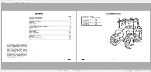 Zetor Tractor Proxima 65 75 85 95 2010 Operators Manual