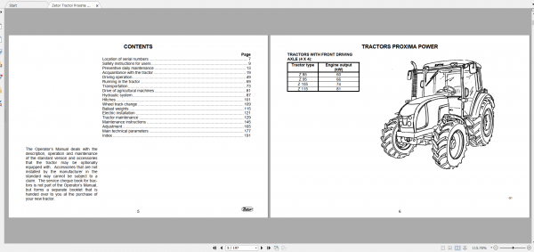 Zetor Tractor Proxima Power 85 95 105 115 2010 Operators Manual