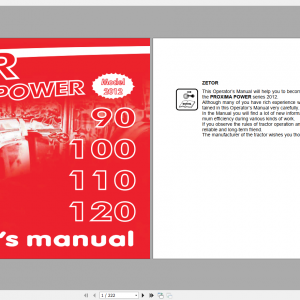 Zetor Tractor Proxima Power 90 100 110 120 2012 3B Operators Manual