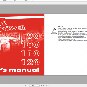 Zetor Tractor Proxima Power 90 100 110 120 3B Operators Manual 1