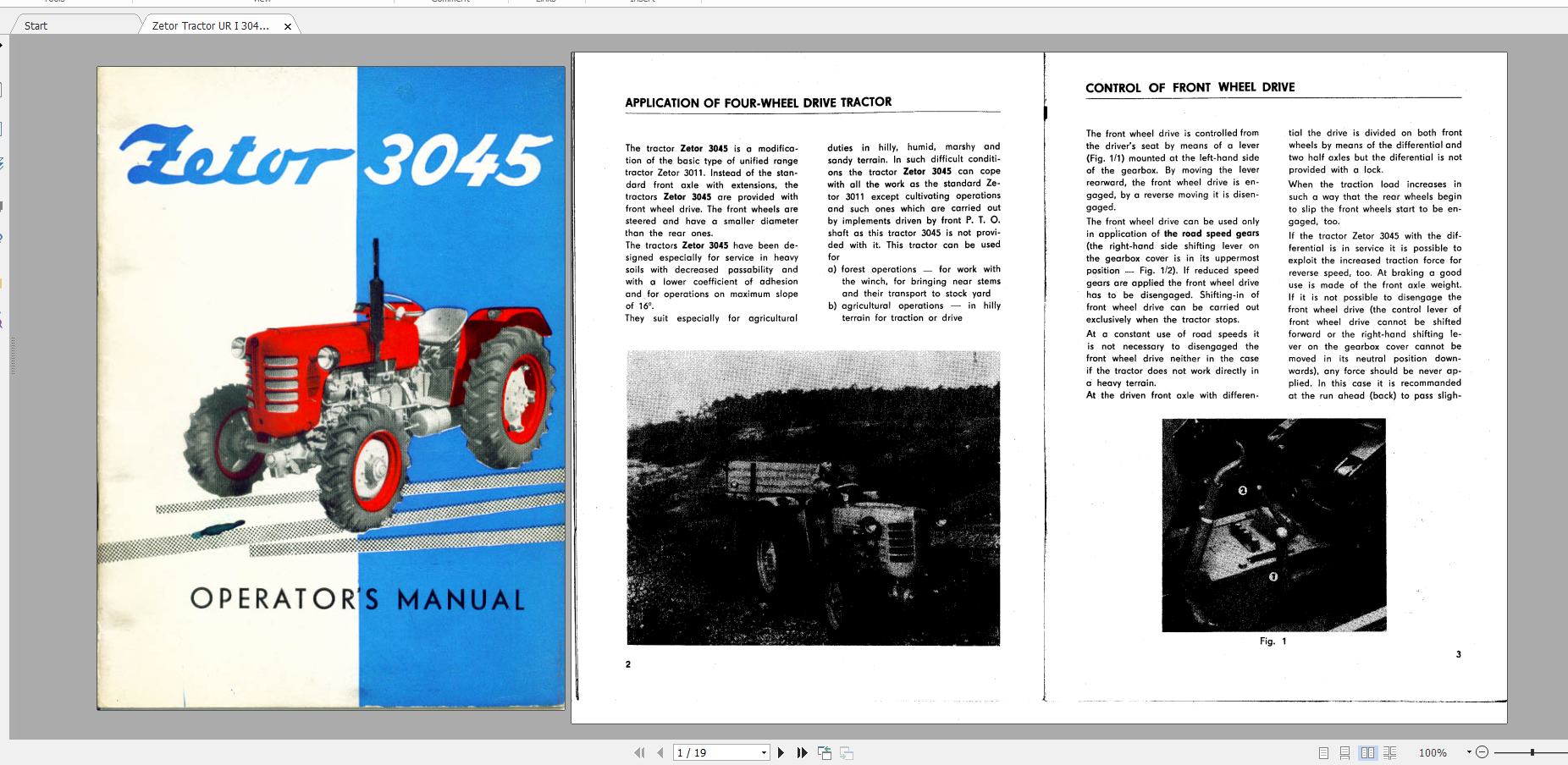 Zetor Tractor UR I 3045 Operators Manual 1