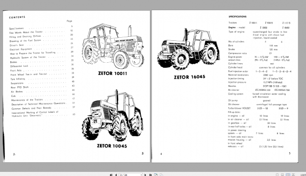 Zetor Tractor UR II 10011 10045 16045 Operators Manual 2