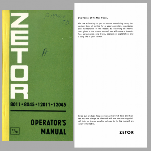 Zetor Tractor UR II 8011 12045 Operators Manual 1