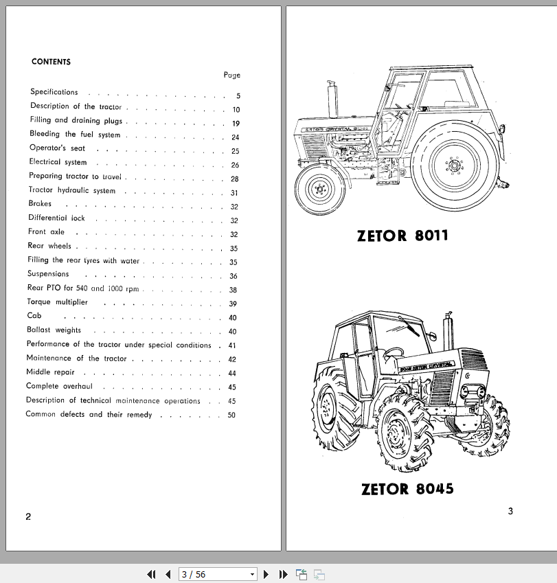 Zetor Tractor UR II 801112045 Operator's Manual