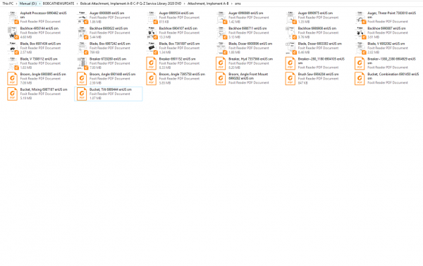 Bobcat Attachment Implement A B C P Q Z Service Library 2020 DVD 2