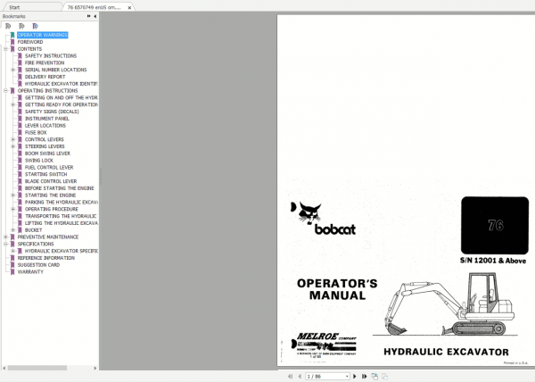Bobcat Excavator Service Library 2020 DVD 2