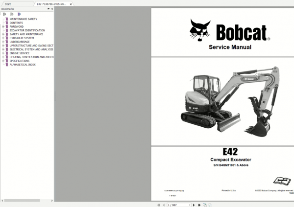 Bobcat Excavator Service Library 2020 DVD 5