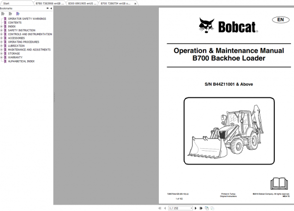 Bobcat Loader Backhoe Service Library 2020 DVD 3