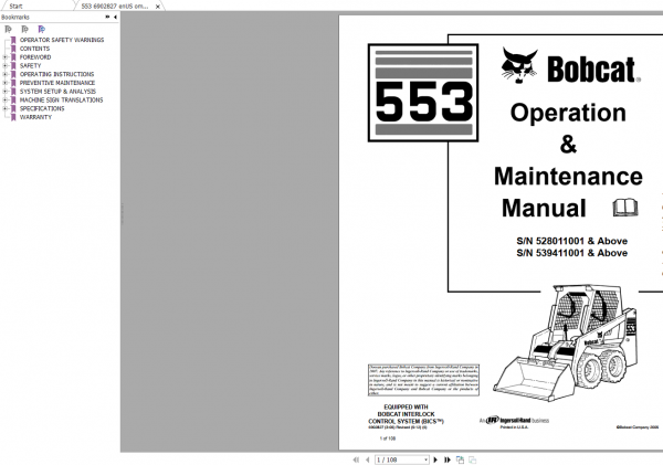 Bobcat Loader Service Library 2020 DVD 2