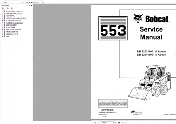 Bobcat Loader Service Library 2020 DVD 5