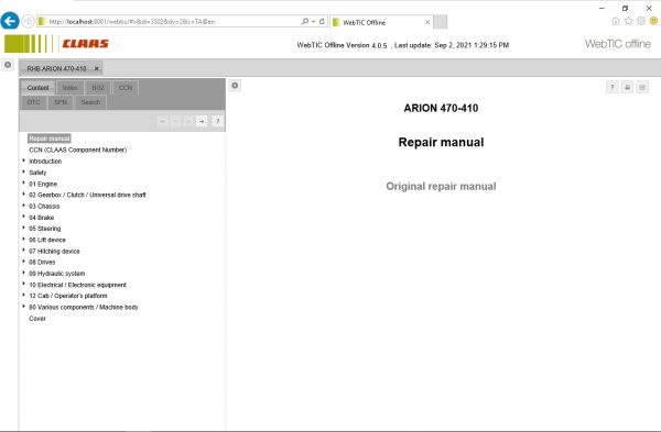 CLAAS WebTIC Offline EN 09.2021 Operator Manual Repair Manual Service Documentation EN DVD 2