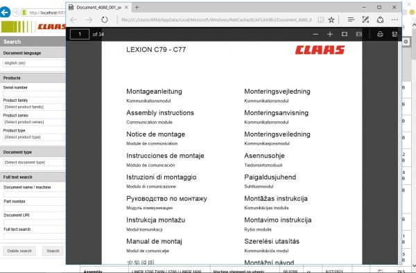 CLAAS WebTIC Offline EN 09.2021 Operator Manual Repair Manual Service Documentation EN DVD 7