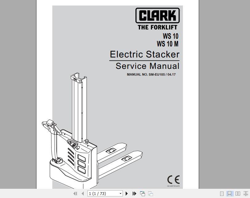 Clark Electric Stacker WS 10 M Service Manual SM EU 105 1