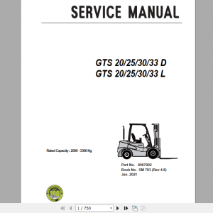 Clark Forklift 2021 GTS 20 33 D L Service Manual 8067002 1