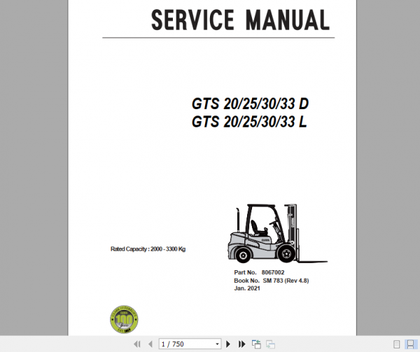 Clark Forklift 2021 GTS 20 33 D L Service Manual 8067002 1