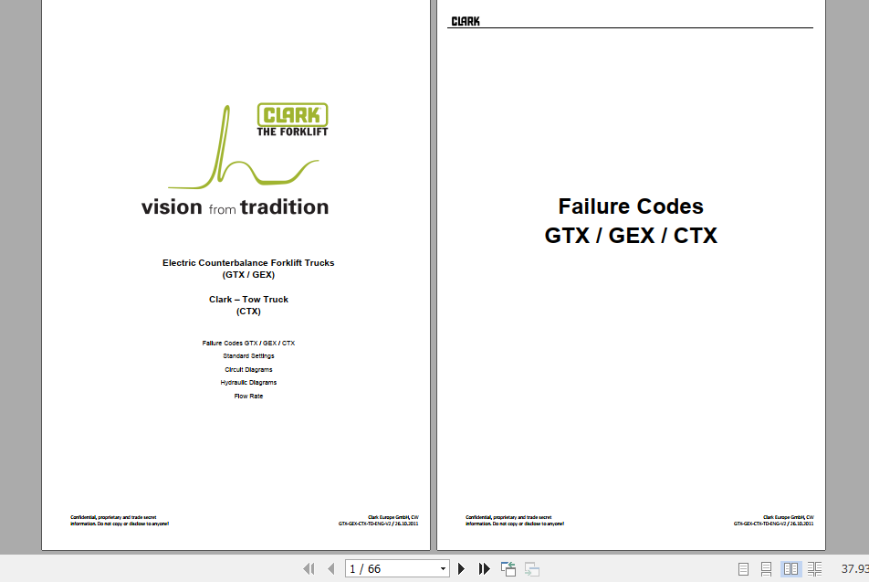 Clark Forklift 2021 GTX GEX16 18 20s Service Manual 8066413 3