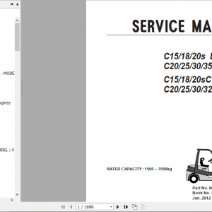 Clark Forklift C15 20S Diesel P152D Service Manual 8036092 15A778045F21Ecb54
