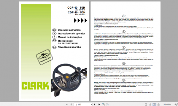 Clark Forklift CDP40 50H German Operator Manual 4340332 1