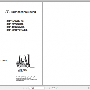 Clark Forklift CGP16H 20SH German Operator Manual 4349247 3 1