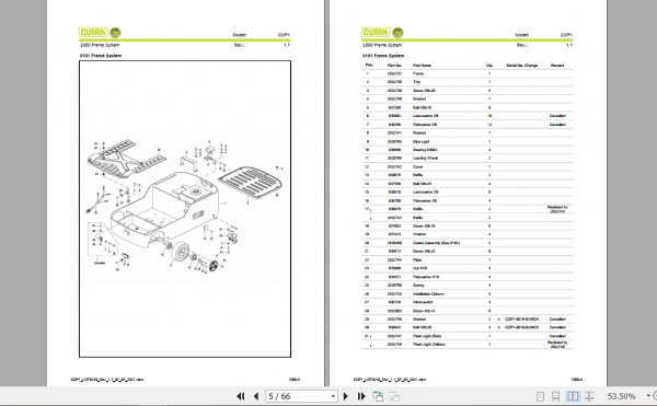 Clark Forklift COP1 Parts Manual PB EU149 2
