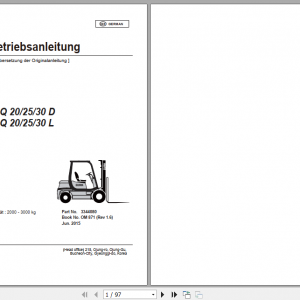 Clark Forklift CQ 20D 30L German Operator Manual 3344080 1