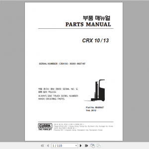 Clark Forklift CRX 10 13 Parts Manual 8049647 1