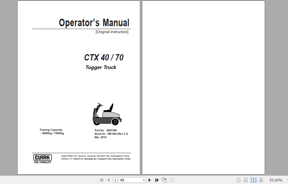 Clark Forklift CRX 10 25 Operator Manual 8109307 4 1