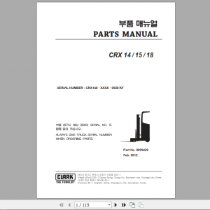 Clark Forklift CRX 14 15 18 Parts Manual 8099429 1