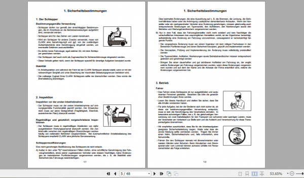 Clark Forklift CTX 40 70 German Operator Manual 8096248 2