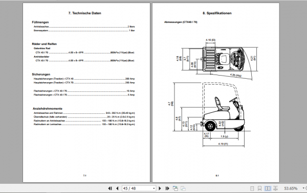 Clark Forklift CTX 40 70 German Operator Manual 8096248 3