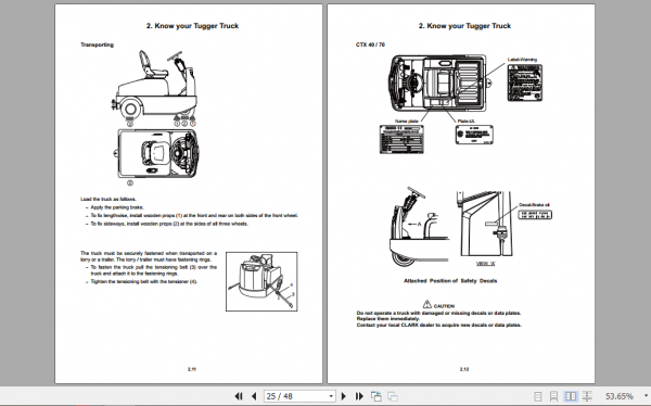 Clark Forklift CTX 40 70 Operator Manual 8087589 2
