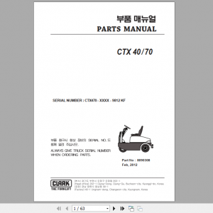 Clark Forklift CTX 40 70 Parts Manual 8090308 1