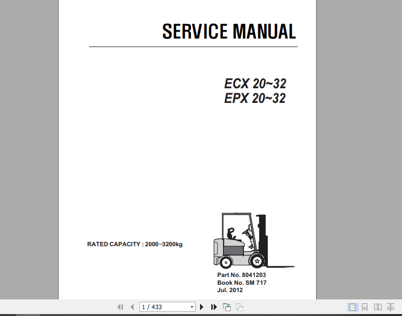 Clark Forklift ECX EPX 20 32 Service Manual 8041203 1