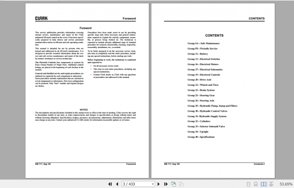 Clark Forklift ECX EPX 20 32 Service Manual 8041203 2