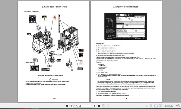 Clark Forklift EPX 16 ECX 30x Operator Manual 8113243 2