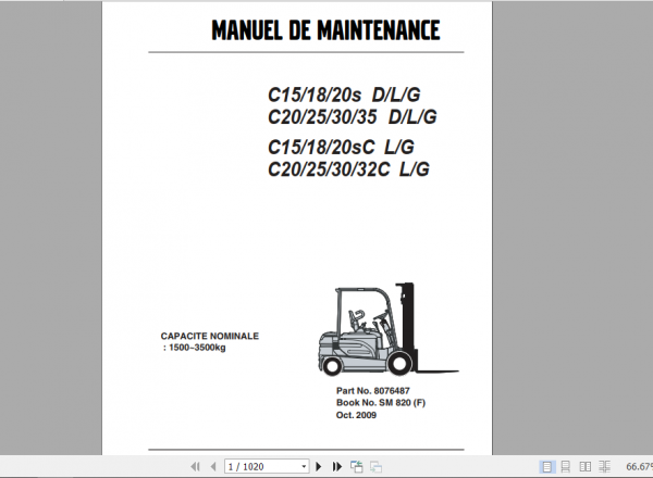 Clark Forklift French C15 20s Diesel P152D Service Manual 8076487 1