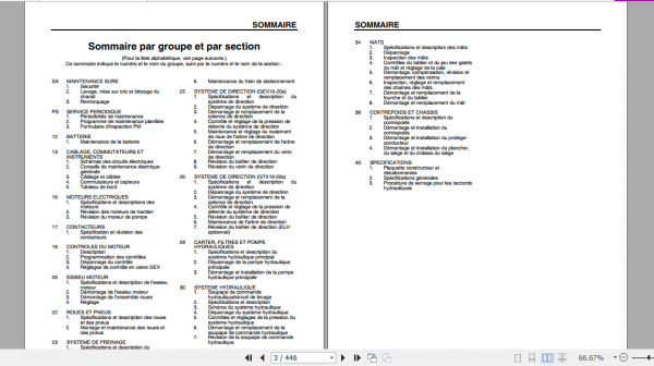 Clark Forklift French GTX GEX16 18 20s Service Manual 8076139 2