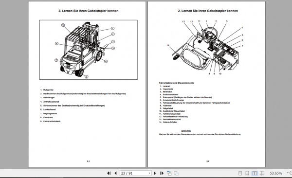 Clark Forklift GEX 40 45 50 German Operator Manual 8106233 2
