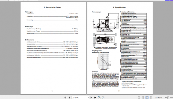 Clark Forklift GEX 40 45 50 German Operator Manual 8106233 5