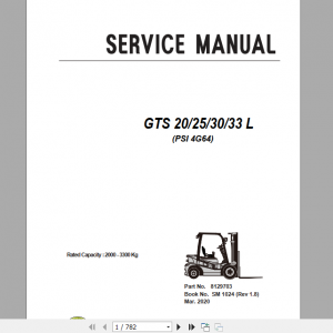 Clark Forklift GTS 20 33 L PSI 4G64 Service Manual 8129703 1