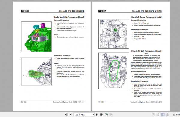 Clark Forklift GTS 20 33 L PSI 4G64 Service Manual 8129703 2