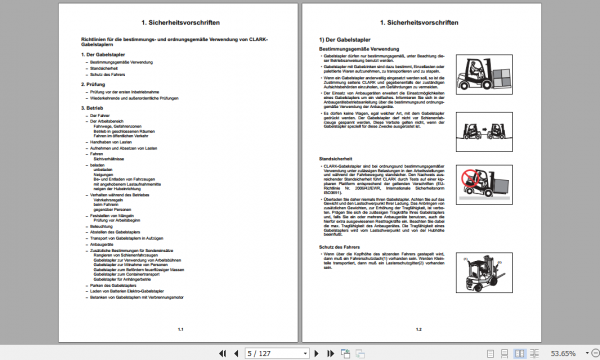 Clark Forklift GTS C 15 35 D L German Operator Manual 8160507 2