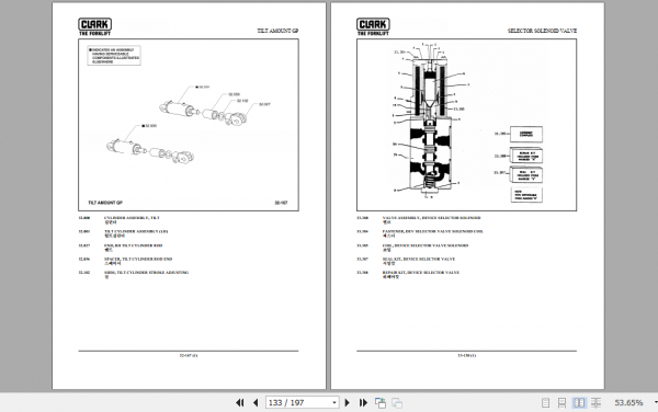 Clark Forklift GTX 16 18 20s Parts Manual 9675 KF 3