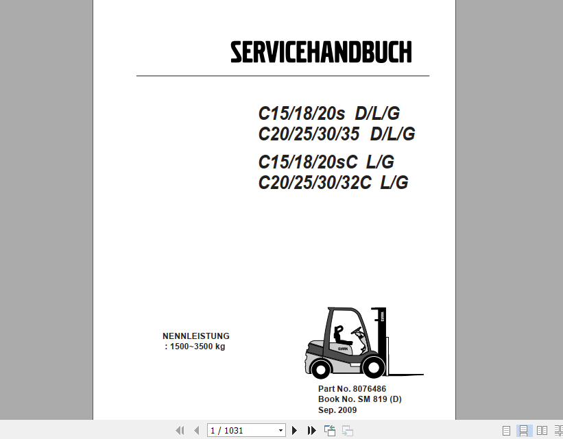 Clark Forklift German C15 20s Diesel P152D Service Manual 8076486 15af7b99f06212453